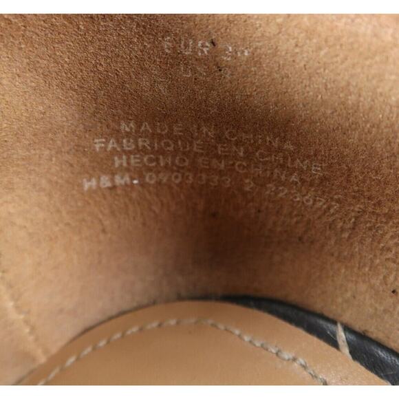 H&M Shoes Women 8 Loafer Fashion Classic Slip On Metal Buckle Black Solid Career - Picture 14 of 15